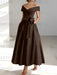 Sleeveless Off-the-Shoulder A-Line/Princess Ankle-Length Mother of the Bride Dresses with Pockets