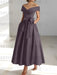 Sleeveless Off-the-Shoulder A-Line/Princess Ankle-Length Mother of the Bride Dresses with Pockets