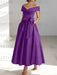 Sleeveless Off-the-Shoulder A-Line/Princess Ankle-Length Mother of the Bride Dresses with Pockets
