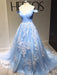 Ball Gown Sleeveless Off-the-Shoulder Applique Tulle Sweep/Brush Train Dresses - Prom Dresses