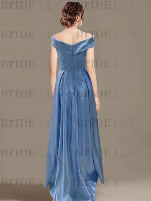 Off-the-Shoulder Asymmetrical A-Line Mother of the Bride Dresses with Ruffles