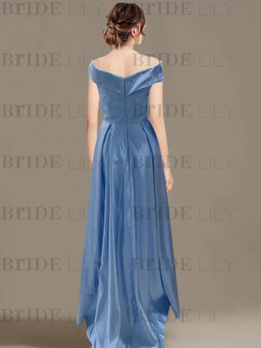 Off-the-Shoulder Asymmetrical A-Line Mother of the Bride Dresses with Ruffles