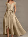 Off-the-Shoulder Asymmetrical A-Line Mother of the Bride Dresses with Ruffles