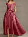 Off-the-Shoulder Asymmetrical A-Line Mother of the Bride Dresses with Ruffles