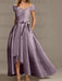 Off-the-Shoulder Asymmetrical A-Line Mother of the Bride Dresses with Ruffles