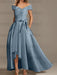 Off-the-Shoulder Asymmetrical A-Line Mother of the Bride Dresses with Ruffles