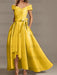 Off-the-Shoulder Asymmetrical A-Line Mother of the Bride Dresses with Ruffles