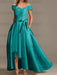 Off-the-Shoulder Asymmetrical A-Line Mother of the Bride Dresses with Ruffles