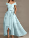 Off-the-Shoulder Asymmetrical A-Line Mother of the Bride Dresses with Ruffles