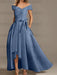 Off-the-Shoulder Asymmetrical A-Line Mother of the Bride Dresses with Ruffles