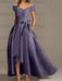 Off-the-Shoulder Asymmetrical A-Line Mother of the Bride Dresses with Ruffles