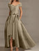 Off-the-Shoulder Asymmetrical A-Line Mother of the Bride Dresses with Ruffles