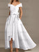 Off-the-Shoulder Asymmetrical A-Line Mother of the Bride Dresses with Ruffles