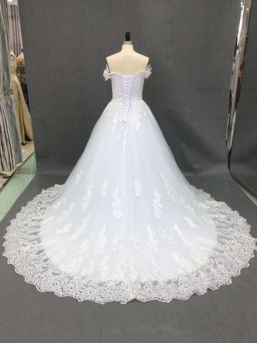 Wedding Dress 2021 Off The Shoulder ball gown short Sleeve Natural Waist Bridal Gowns with train