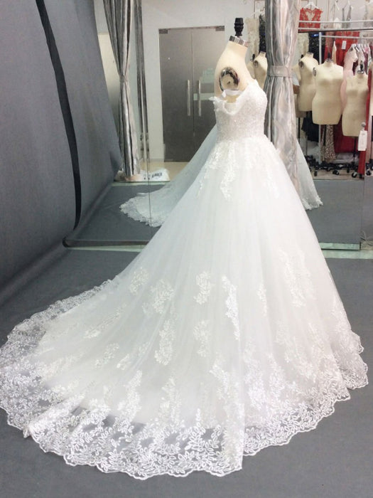 Wedding Dress 2021 Off The Shoulder ball gown short Sleeve Natural Waist Bridal Gowns with train