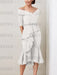 Off White the shoulder mother of the bride midi dress with beaded belt