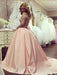 Ball Gown Long Sleeves Off-the-Shoulder Beading Satin Court Train Dresses - Prom Dresses