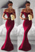Off-the-Shoulder Burgundy Mermaid Prom Dress