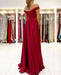 Off-the-Shoulder Burgundy Prom Dress with Slit