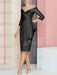 Off the shoulder sheath dress with a cascading drape in black
