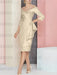 Champagne off the shoulder mother of the bride dress with cascading drape