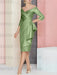 Dusty Sage off the shoulder mother of the bride dress with cascading drape