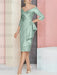 Eucalyptus off the shoulder mother of the bride dress with cascading drape