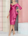 Hot Pink off the shoulder mother of the bride dress with cascading drape