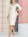 Ivory off the shoulder mother of the bride dress with cascading drape