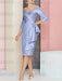 Lavender off the shoulder mother of the bride dress with cascading drape