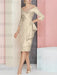 Light Champagne off the shoulder mother of the bride dress with cascading drape