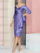 Light Purple off the shoulder mother of the bride dress with cascading drape