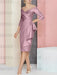 Mauve off the shoulder mother of the bride dress with cascading drape