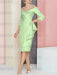 Mint Green off the shoulder mother of the bride dress with cascading drape