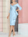 Sky Blue off the shoulder mother of the bride dress with cascading drape