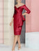 Wine Red off the shoulder mother of the bride dress with cascading drape