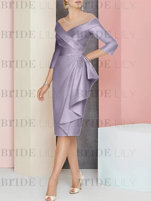 Wisteria off the shoulder mother of the bride dress with cascading drape