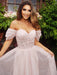 Off-the-Shoulder Evening Dress in Pale Pink