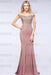 Off-the-Shoulder Formal Gown Gold Lace Applique Floor Length Mermaid Evneing Dress - Dusty Rose / US 2 - Prom Dresses