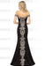 Off-the-Shoulder Formal Gown Gold Lace Applique Floor Length Mermaid Evneing Dress - Prom Dresses