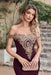 Off-the-Shoulder Formal Gown Gold Lace Applique Floor Length Mermaid Evneing Dress - Prom Dresses
