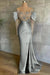 Off-The-Shoulder Front Split Mermaid Long Sleeves Prom Dress Pink With Beadings and Appliques - Prom Dresses