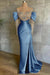 Off-The-Shoulder Front Split Mermaid Long Sleeves Prom Dress Pink With Beadings and Appliques - Prom Dresses