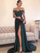 A-Line/Princess Off-the-Shoulder Sleeveless Sweep/Brush Train Lace Silk like Satin Dresses - Prom Dresses