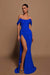 Off-the-shoulder High Slit Sequins Prom Dress Strapless Long Evening Dress