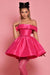 Off-the-Shoulder Hot Pink Aline Homecoming Dress Short with Bowknot
