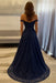 Off-the-Shoulder A-line Evening Dress Lace Prom Dress Long