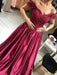 Ball Gown Sleeveless Off-the-Shoulder Applique Satin Floor-Length Dresses - Prom Dresses