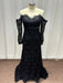 Off-the-Shoulder Lace Black Mermaid Evening Dress with Sleeves - Prom Dress