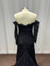 Off-the-Shoulder Lace Black Mermaid Evening Dress with Sleeves - Prom Dress